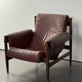 Admiral armchair by Eric Merthen, in leather and rosewood
