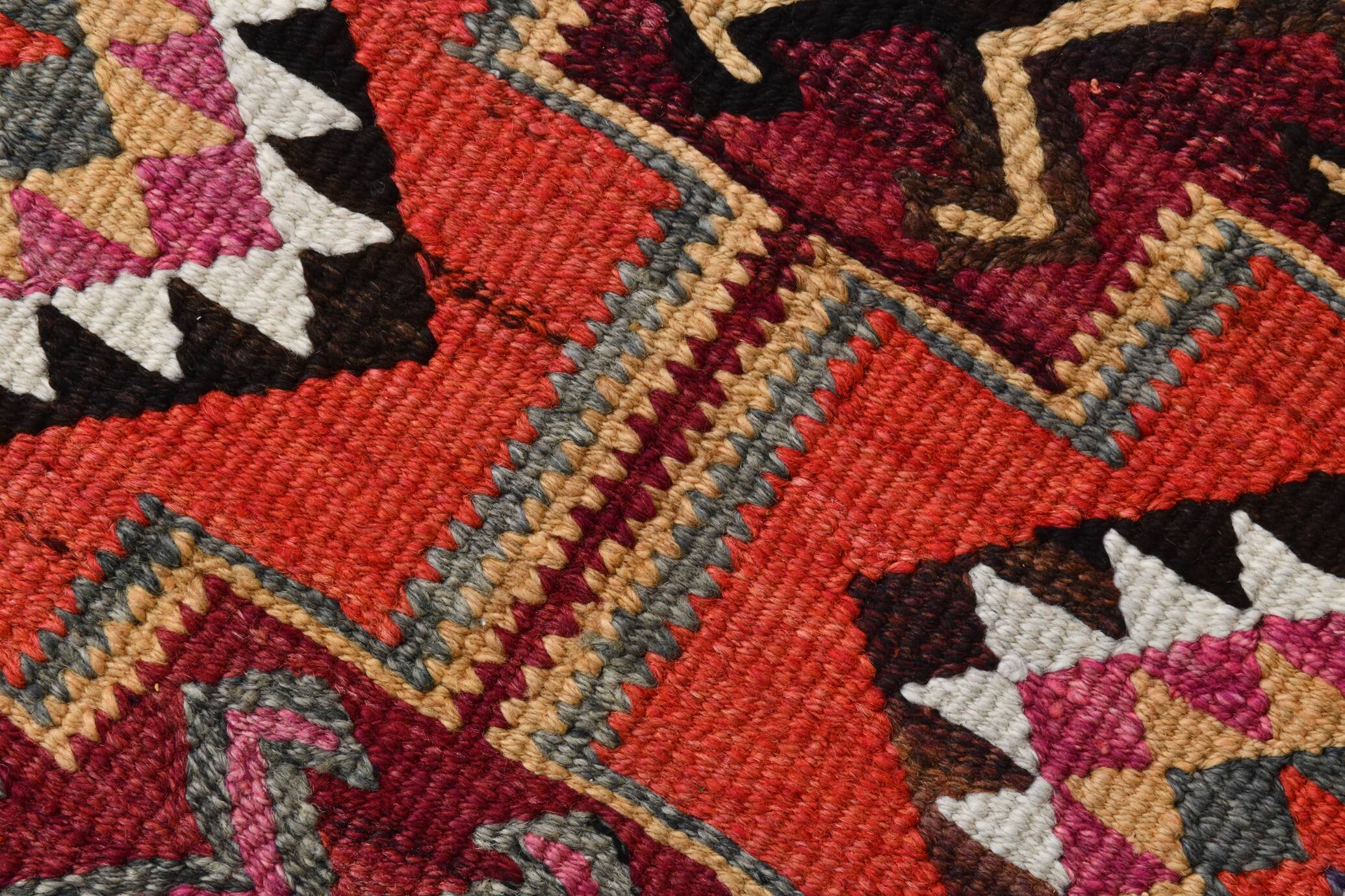 Tapis coureur vintage bordeaux Kilim 3x10 95x302 cm