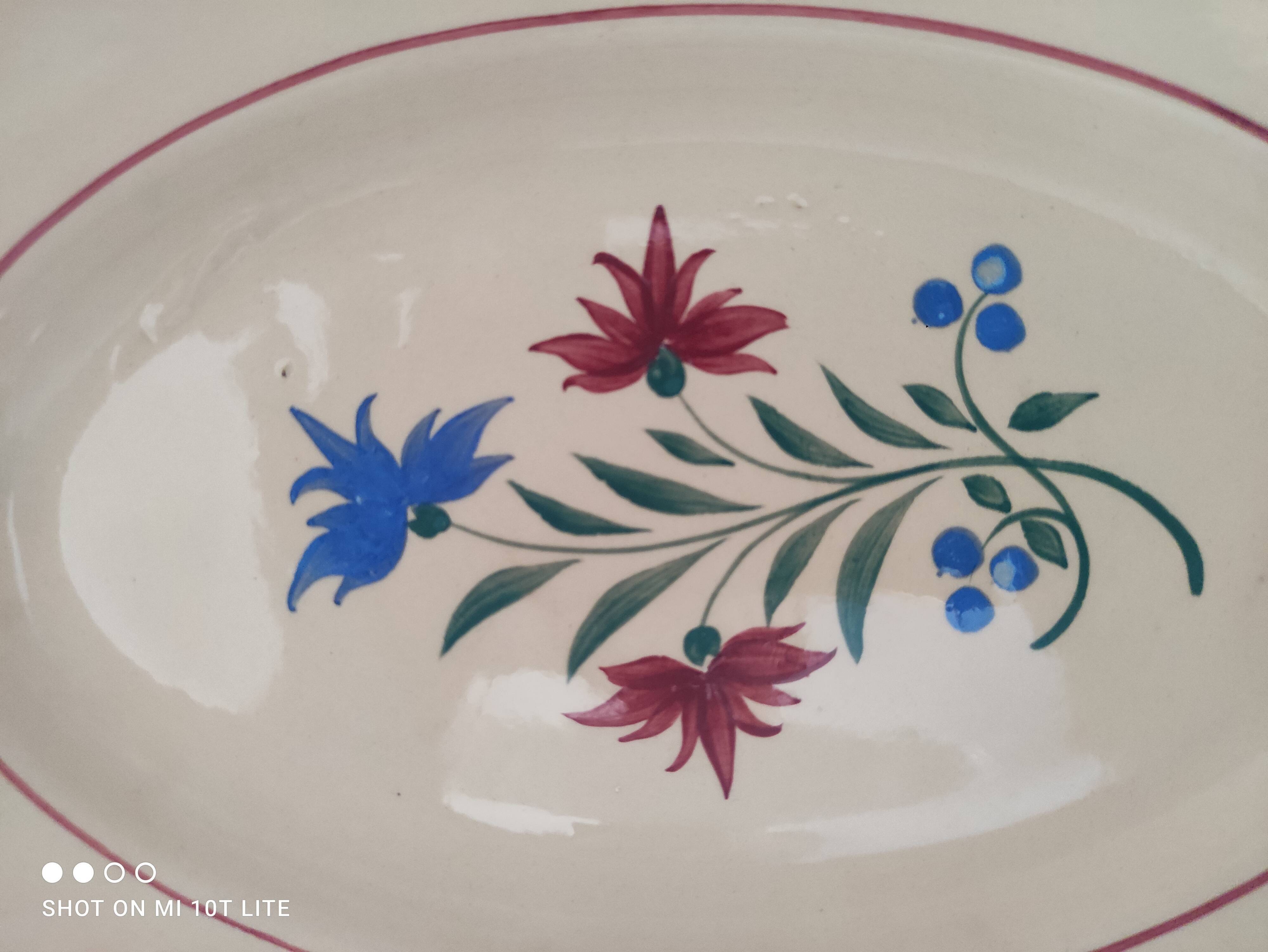 Set of 2 oval dishes trundles 30s earthenware K&G Lunéville model Denise