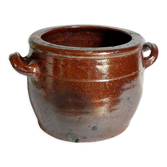 Traditional pottery ancient Art-popular XIXth with metal enamel