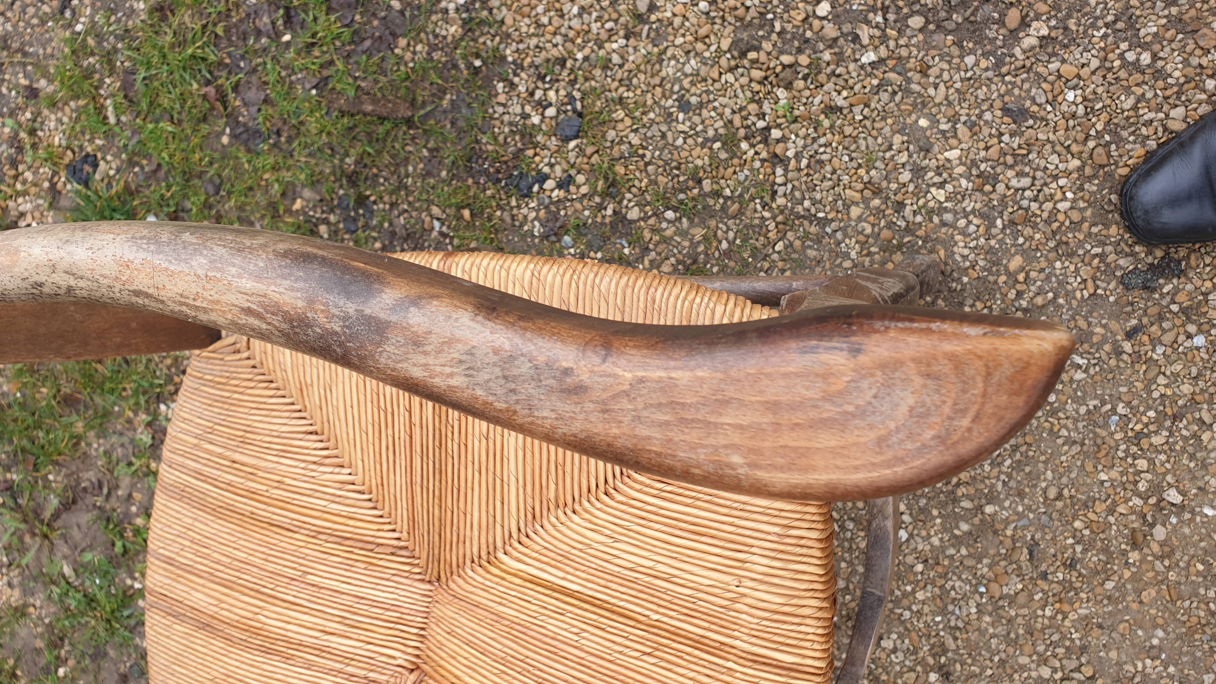 Rustic straw armchair