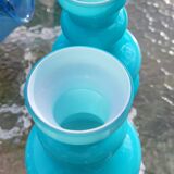 Pair of Space Age lampshades in blue opaline.