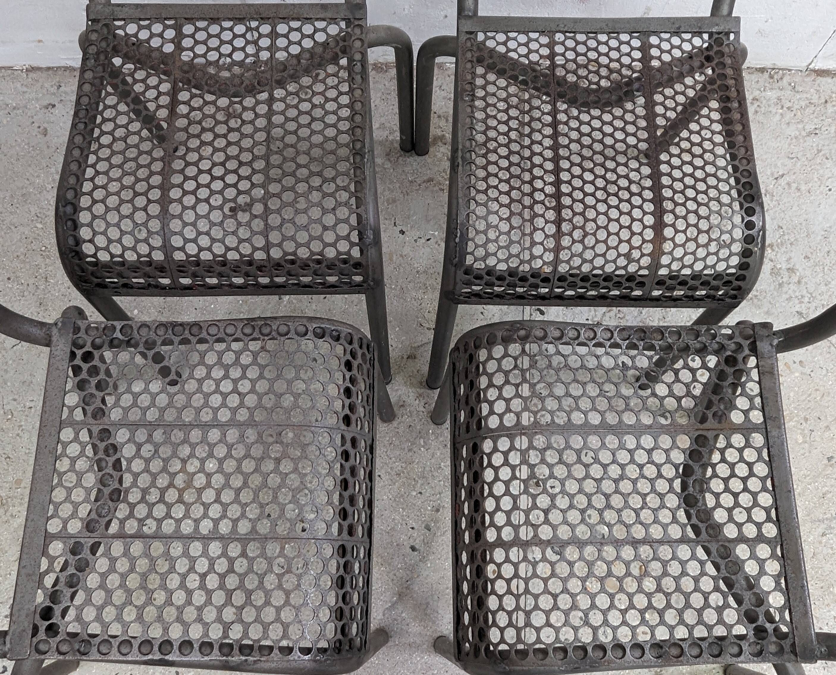 Four Stackable Industrial Workshop Chairs Vintage Design