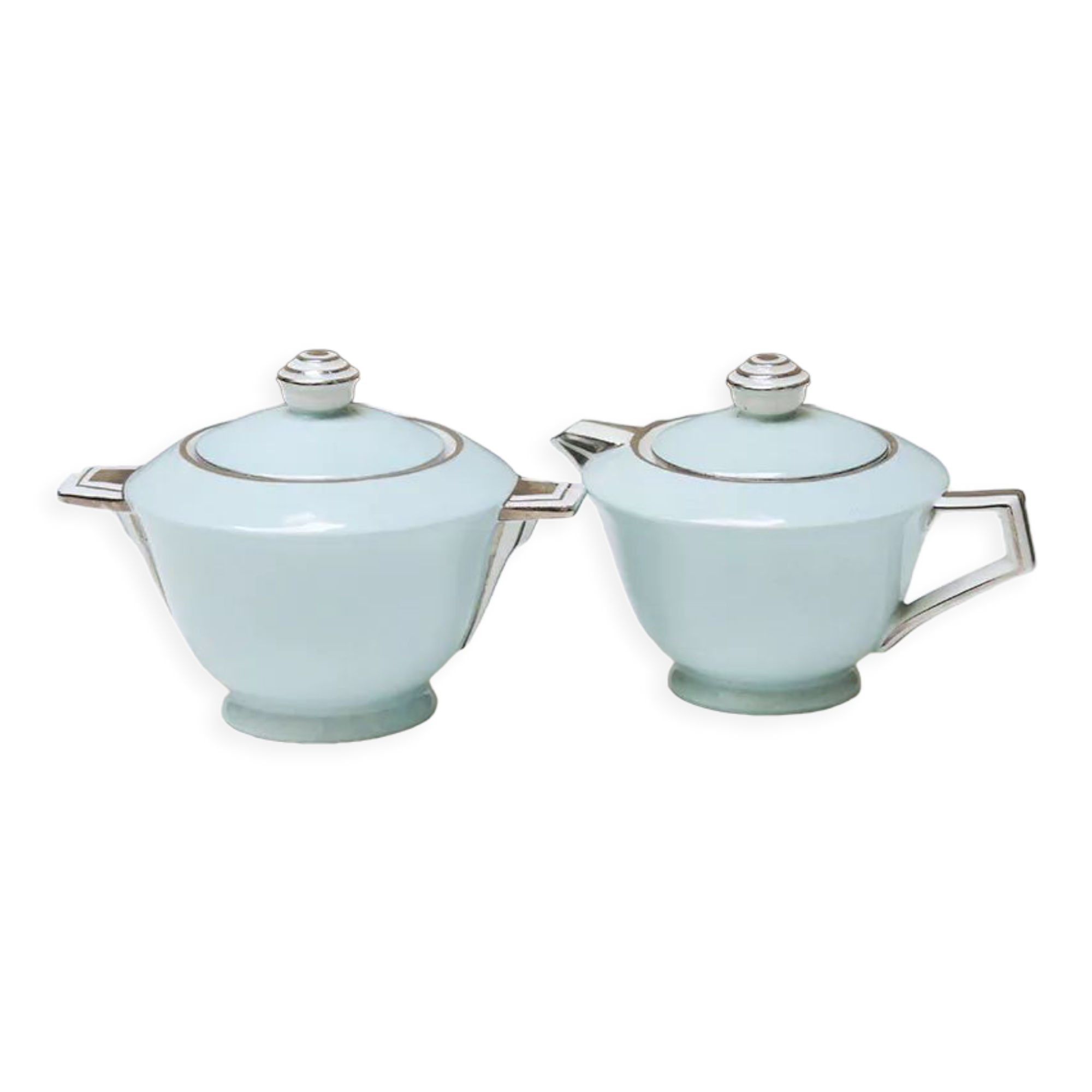 Art deco porcelain teapot and sweetener: maison cambet lyon