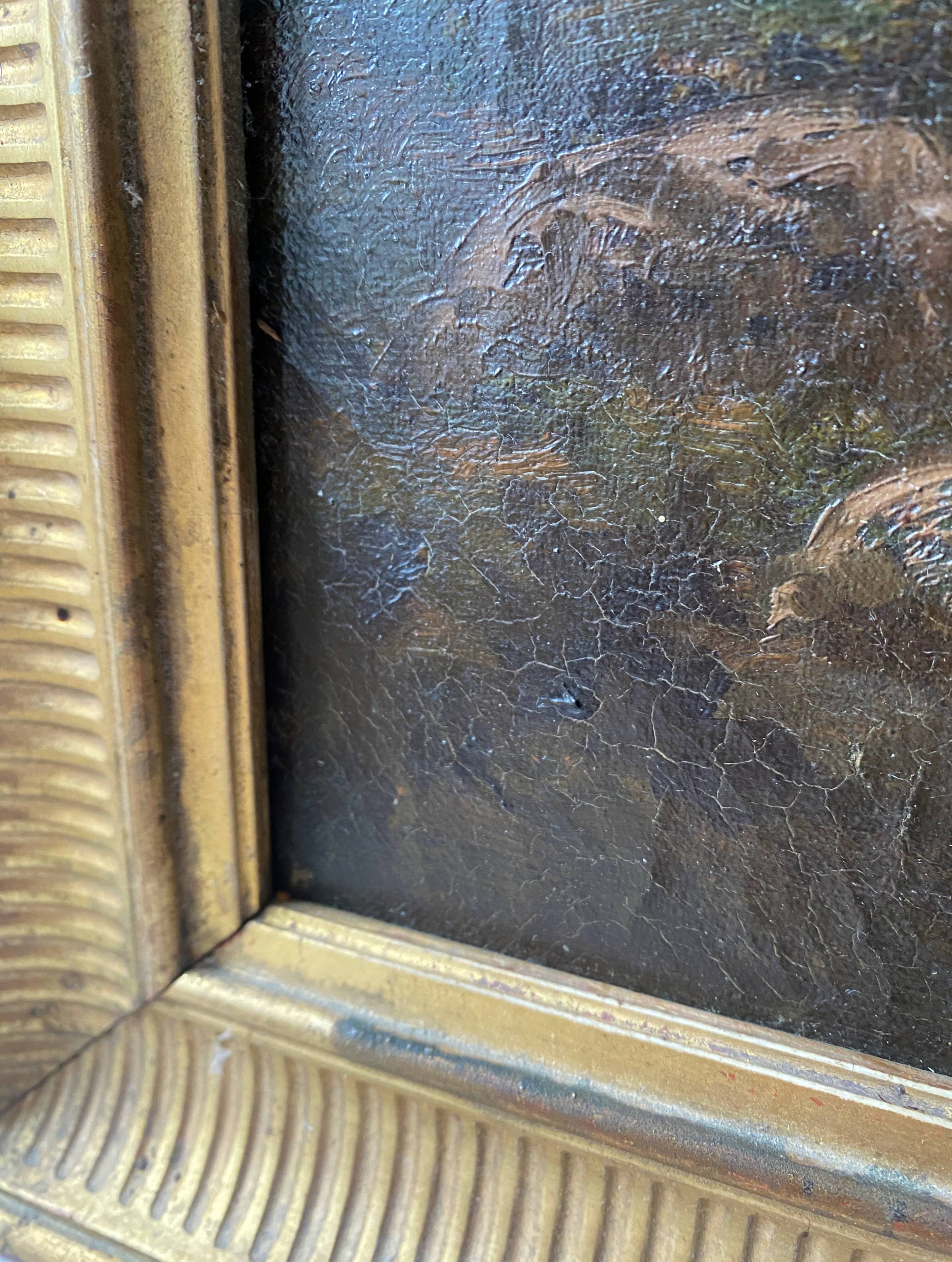 HST painting "Animated landscape at dusk" 19th century