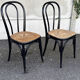 Set of 2 Bistro Chairs Style Thonet Furniture Black Wood and Cane