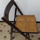 Lot de 4 chaises pliantes en bois et cannage vintage année 70