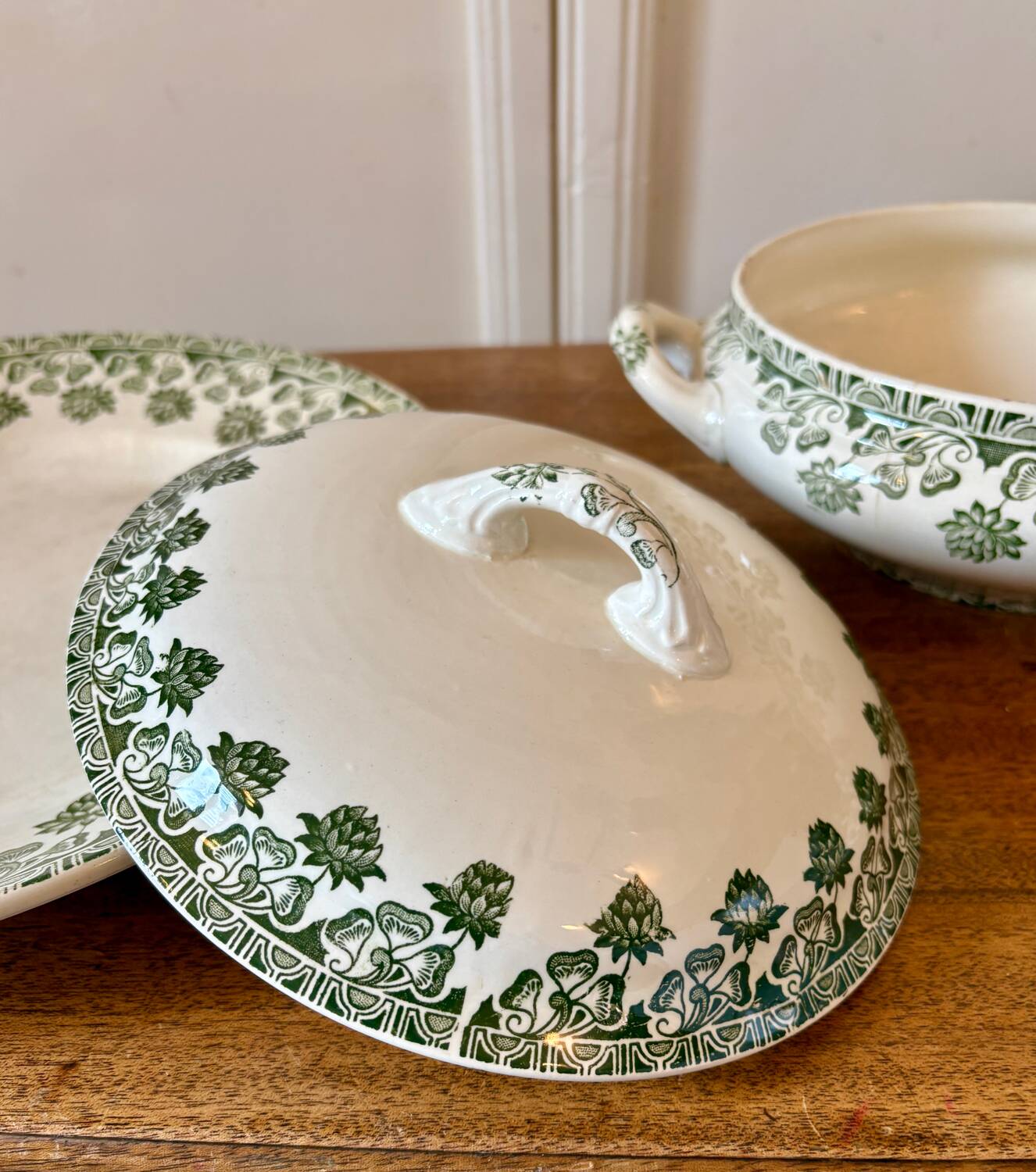 Vintage ironstone tureen and dish - Trèfle de Badonvillier model