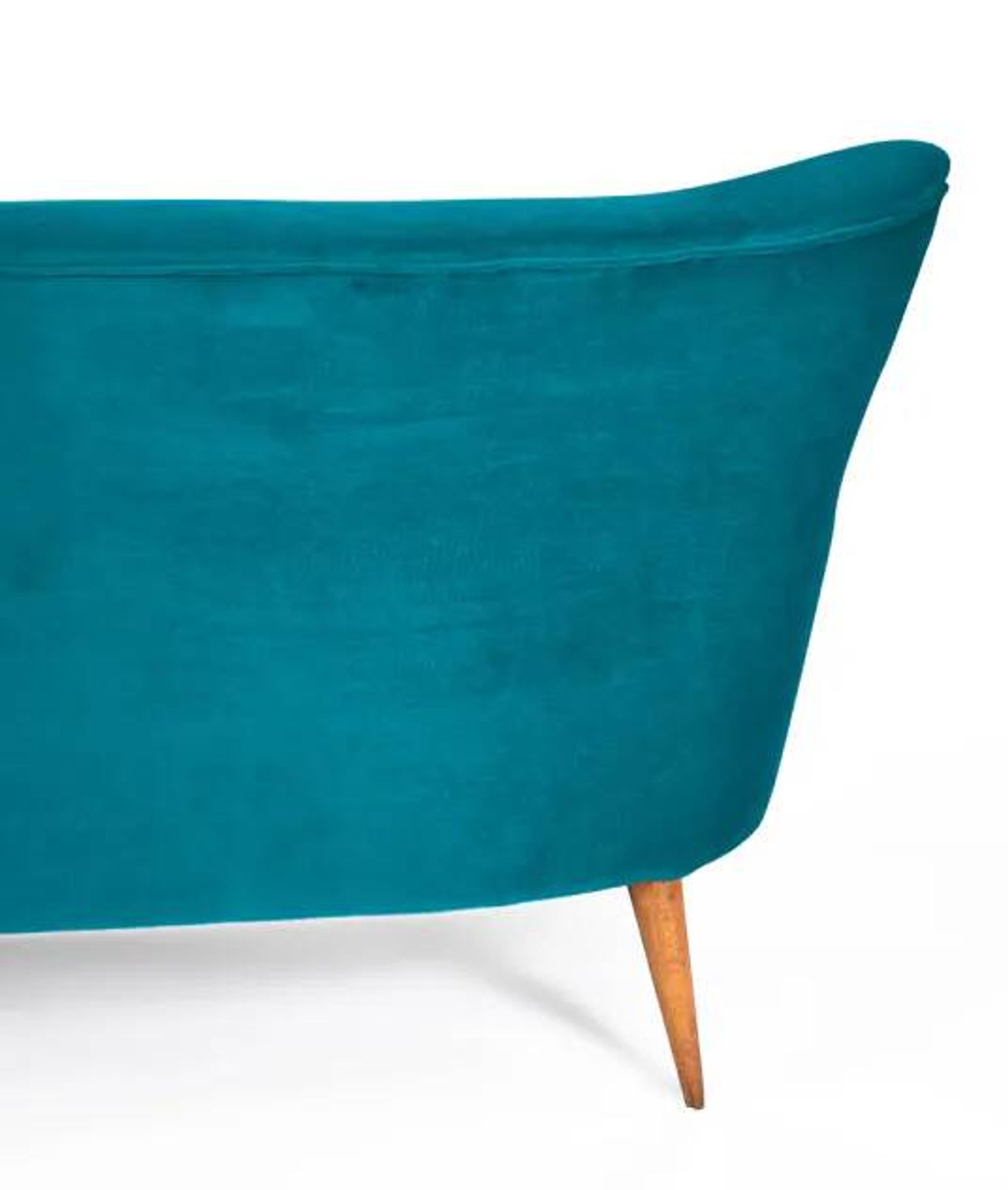 Turquoise velvet 3-seater sofa, 1960s, restored.