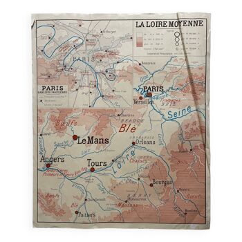 Carte Scolaire Ancienne années 50/60 Est du Bassin Parisien / La Loire Moyenne, Éditions Rossignol