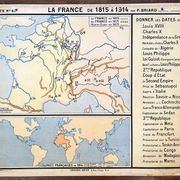 Old school map Hatier Briard 63, 1950 - France 1815 to 1914 (Rep
