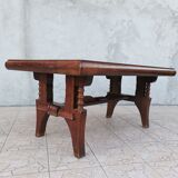 Brutalist art deco style oak table
