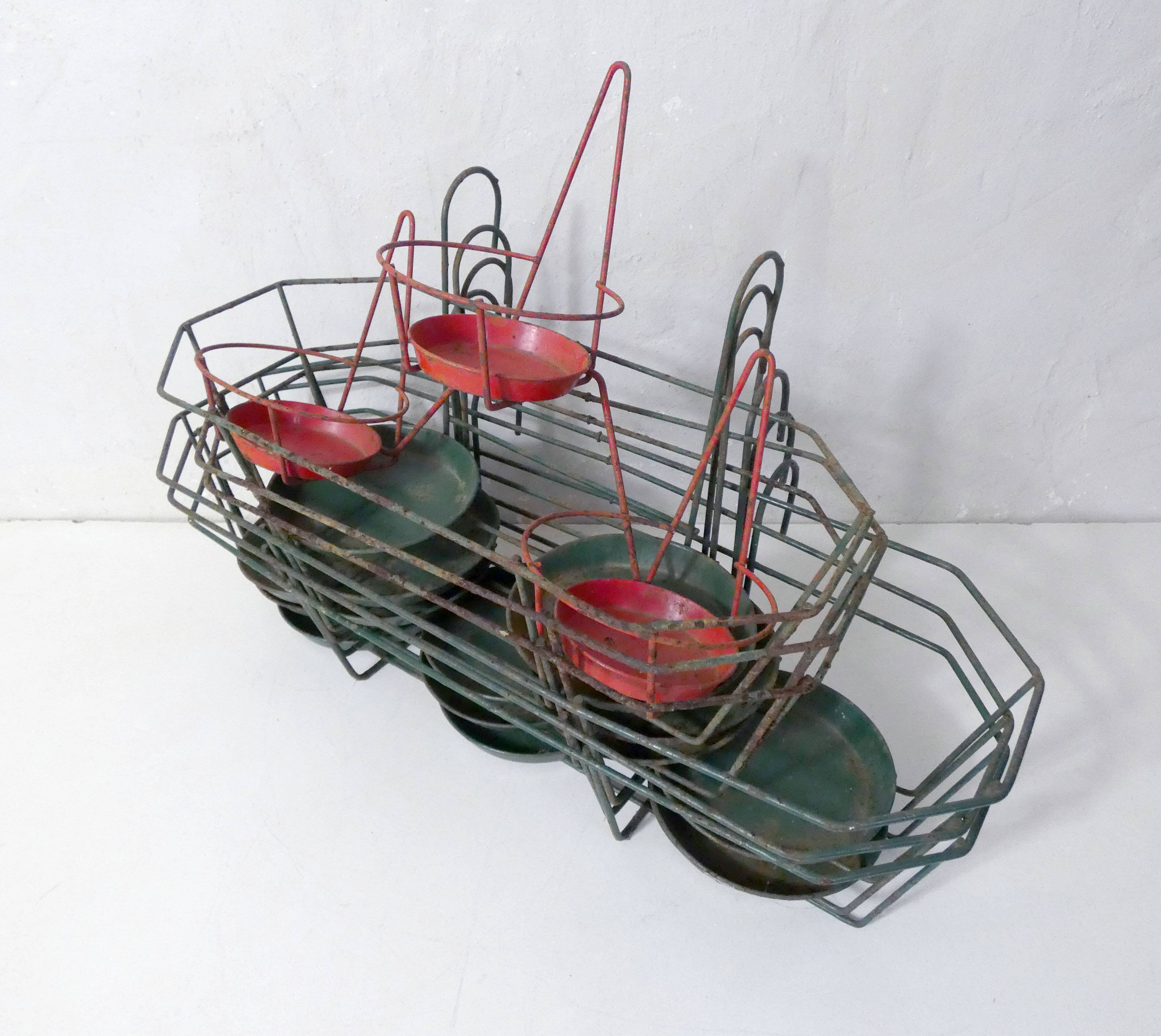 Set of vintage wire metal planters