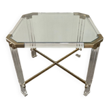 Vintage coffee table in lucite and brass 60s-70s