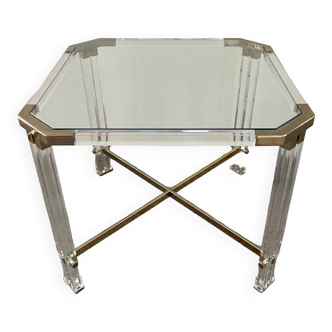 Vintage coffee table in lucite and brass 60s-70s