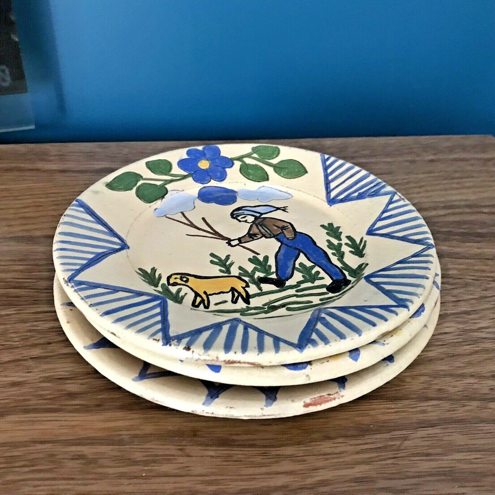 Set of 3 portuguese ceramic plates jeremias redondo