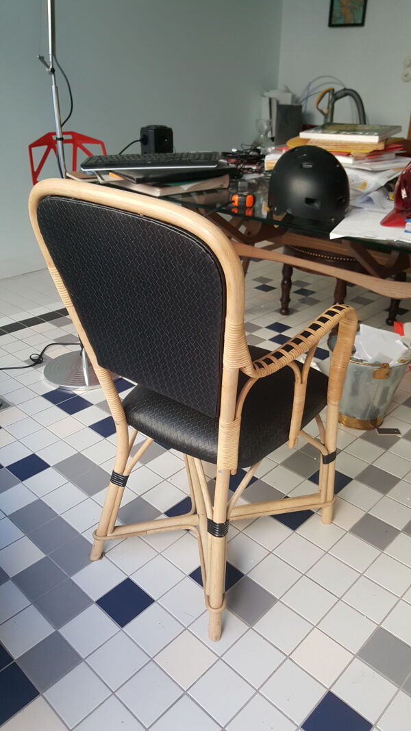 fauteuil Rotin Et cuir