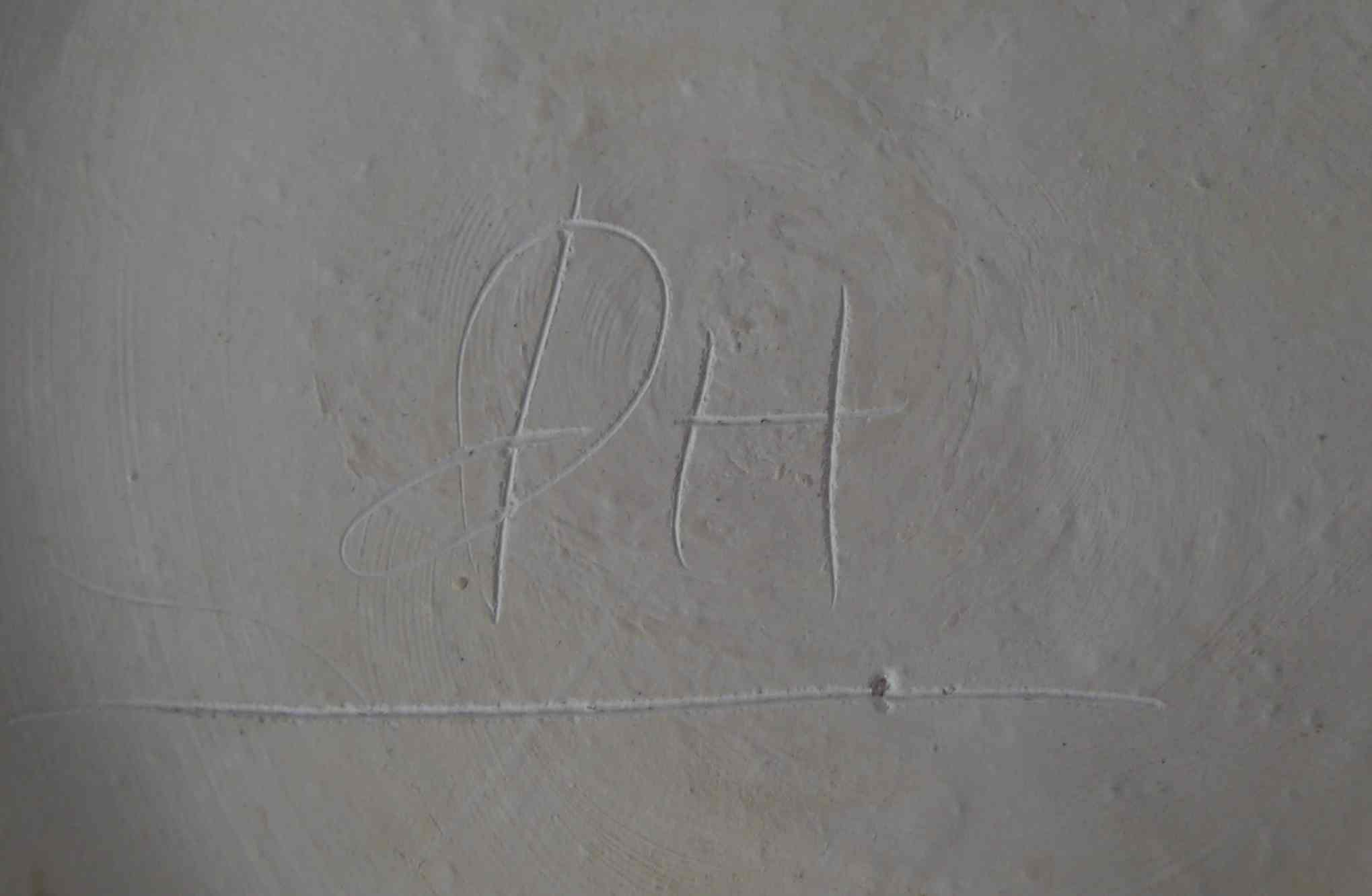 Vase old ceramic potiche 40 cm 50s signed "PH"