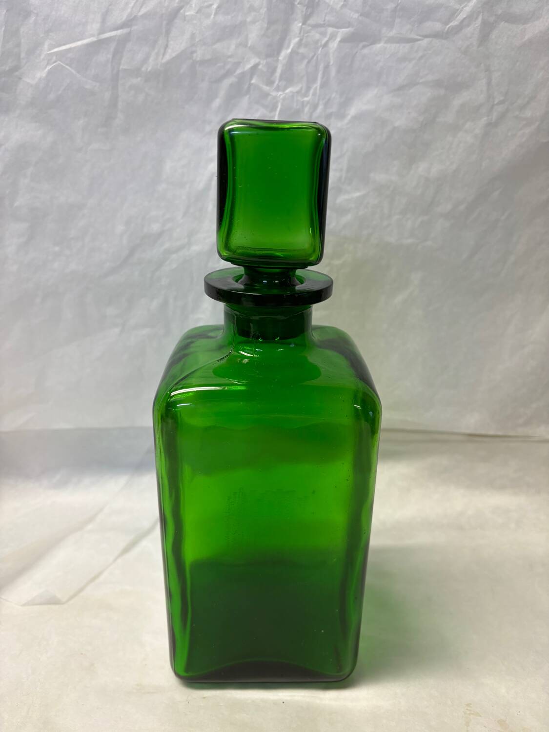Green glass carafe