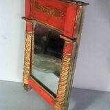 Restoration period mirror 1830 patinated gilded carved wood 48x33 cm