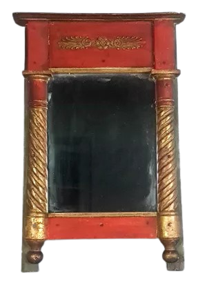 Restoration period mirror 1830 patinated gilded carved wood 48x33 cm
