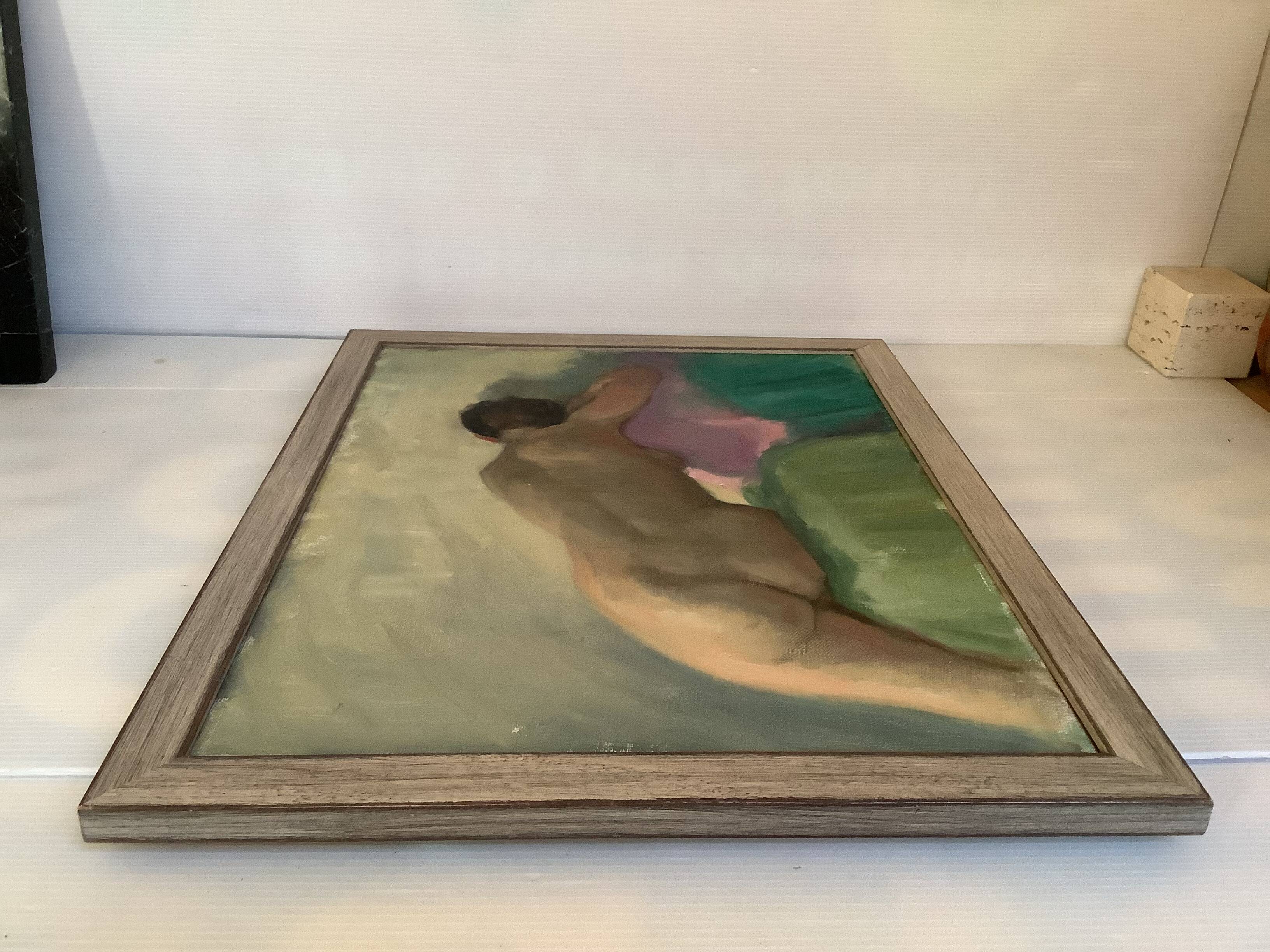 Nude woman lying down, oil on canvas.