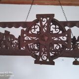 Pair of chandeliers suspensions in cast iron and 19th century wrought iron