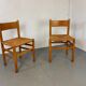 Vintage oak and rush chairs by J Van Heuvel for Advorm, 1950s, set of 2