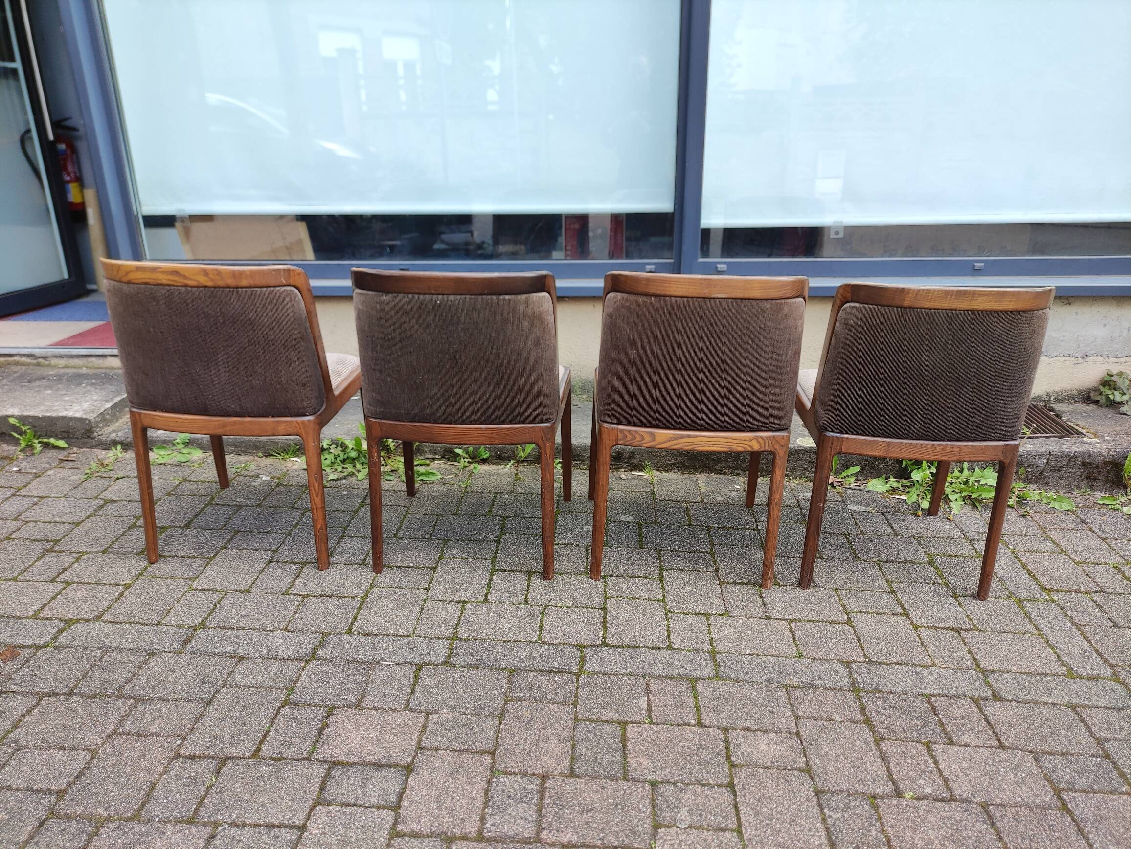Set of 4 Dining Room Chairs - Dark Wood - Fabric - Scandinavian