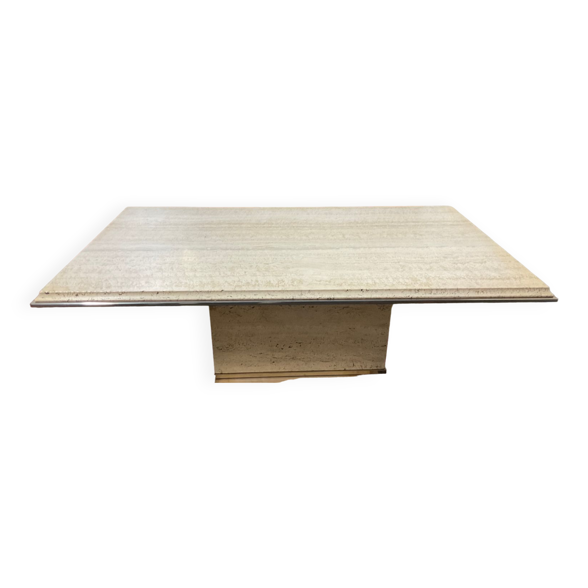 Fedam coffee table in travertine and brass from the 70s