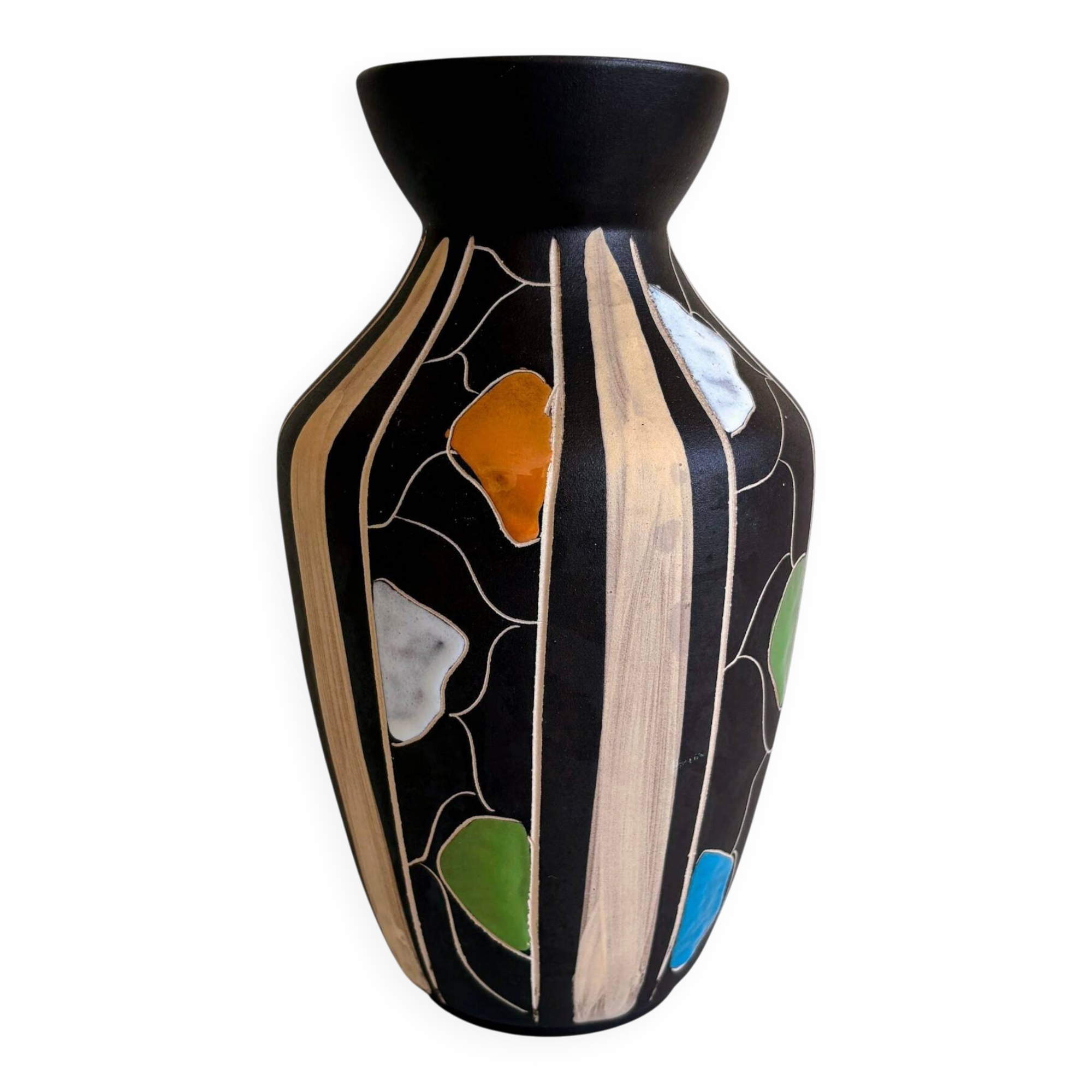Bodo Mans “Valencia” Ceramic Vase for Bay Keramik, West Germany, 1960s