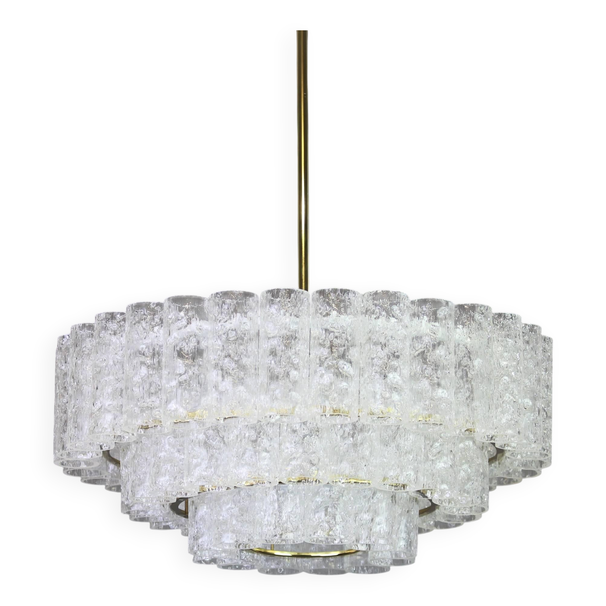 glass tube chandeliers in Murano ice by Doria, Germany, 1960s.