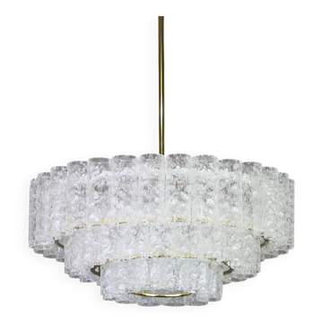glass tube chandeliers in Murano ice by Doria, Germany, 1960s.