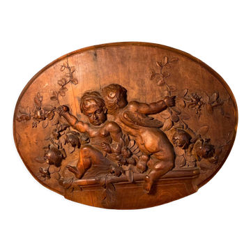 Carved wooden bas-relief