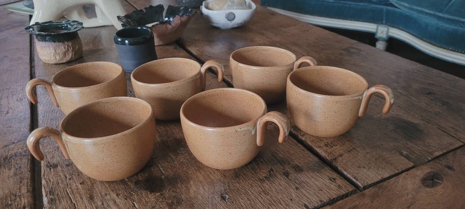 Set of 6 stoneware cups from France