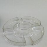 Silver plate and glass crudité serving dish