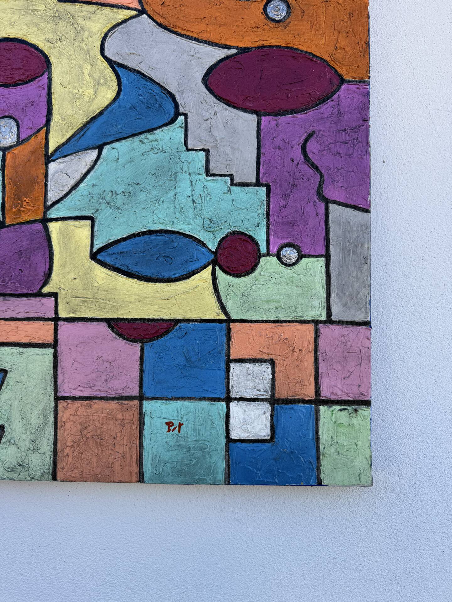 Abstract geometric coloured painting