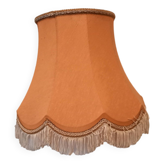Orange tone silk lampshade with 9 ribs.