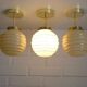 Set Of 3 Art Deco Semi Flush Ceiling Lights | 1940s Beige Hand Blown Glass