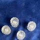 Individual salt shakers in 800 silver with two hallmarks and fluted crystal