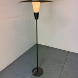 Mid Century France Modernist steel, brass and glass floor lamp, 1950s