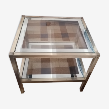 Side coffee table doree glass style Hollywood regency