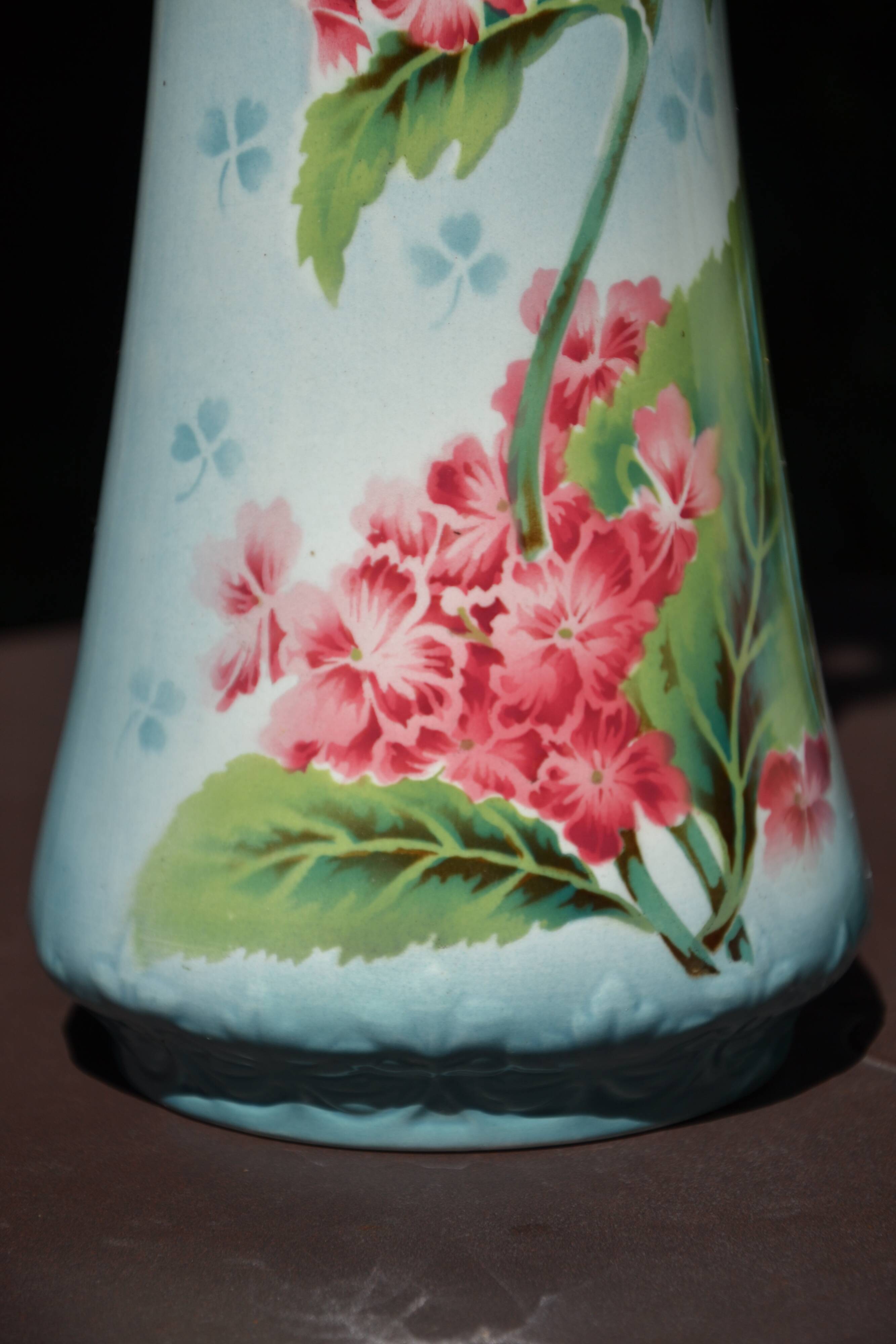 2 flowered vases St Amand early 20th century