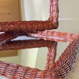 Pair of vintage rattan wicker mirrors