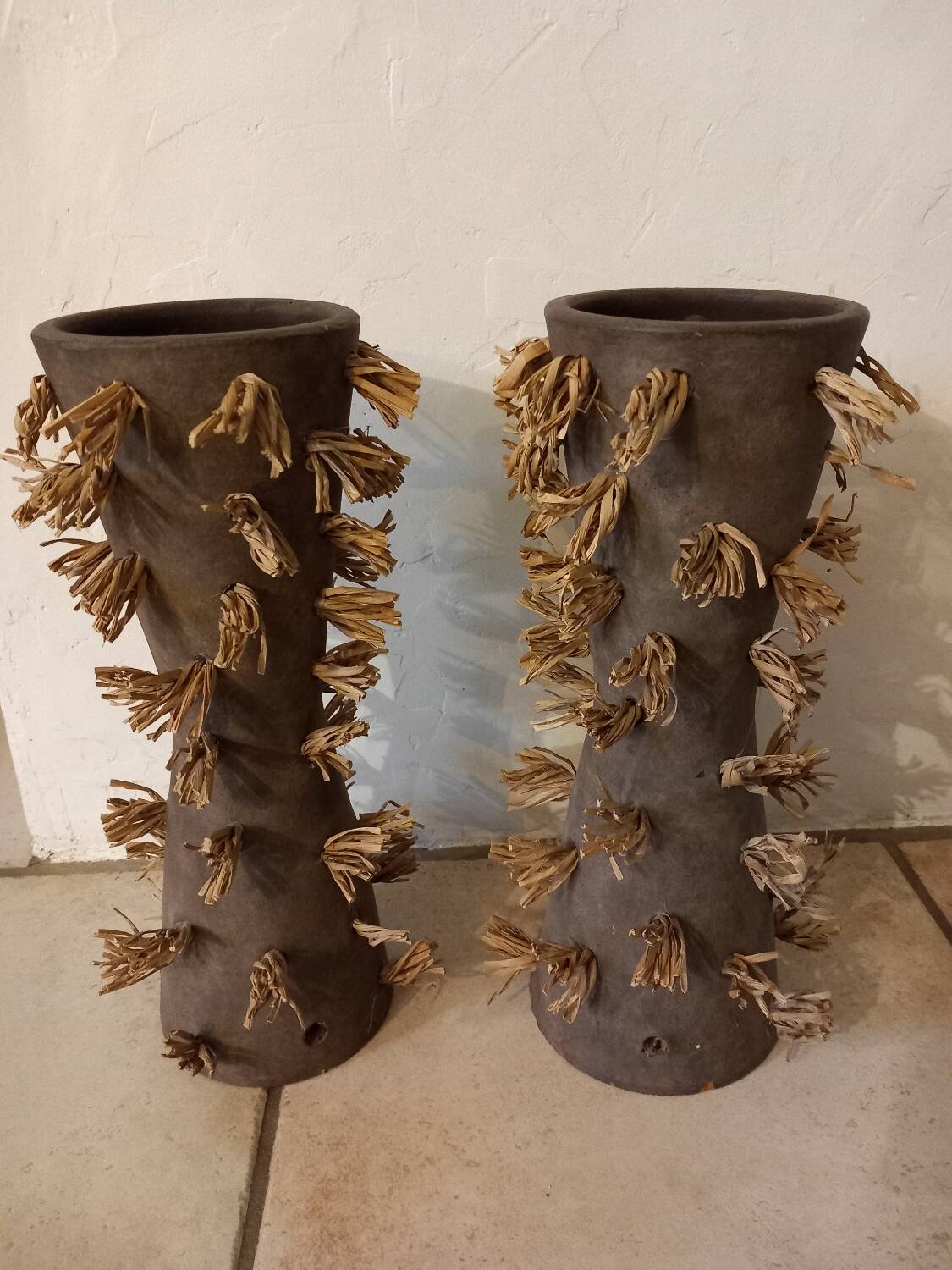 Pair of ethnic style terracotta vases