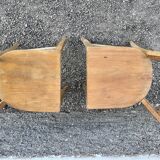 Series of 4 chairs in vintage light wood beech