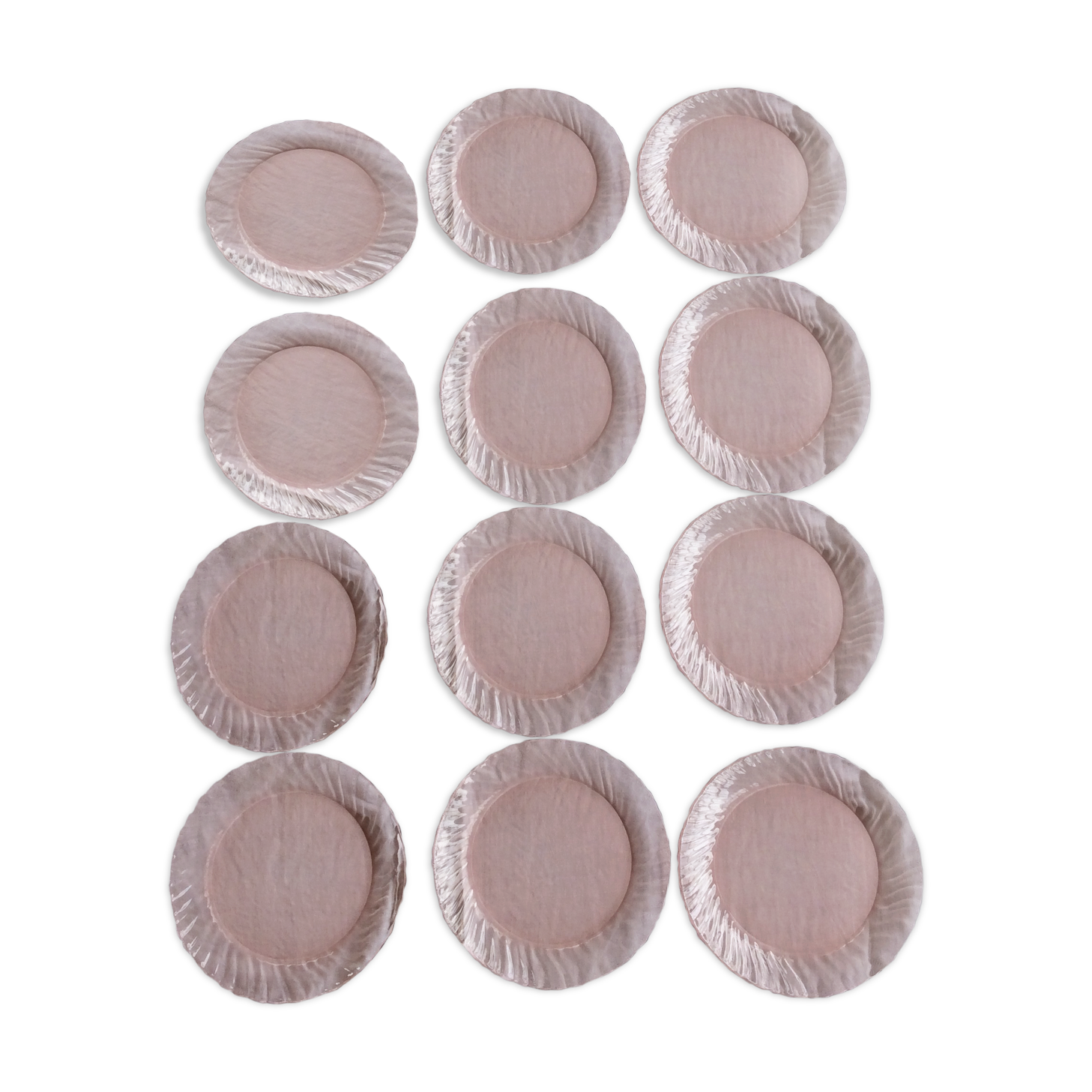 12 transparent pink vintage plates