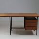 French modernist desk in wood and metal, 1950s