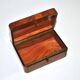 Antique box with marquetry wood, clover decoration, 7 x 11 cm.