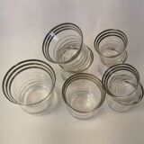 Set of 8 art deco glass with silver edging